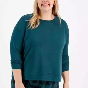 Jenni Plus Size Long Sleeve Pajama Top Plus Size 1X June Bug Green
